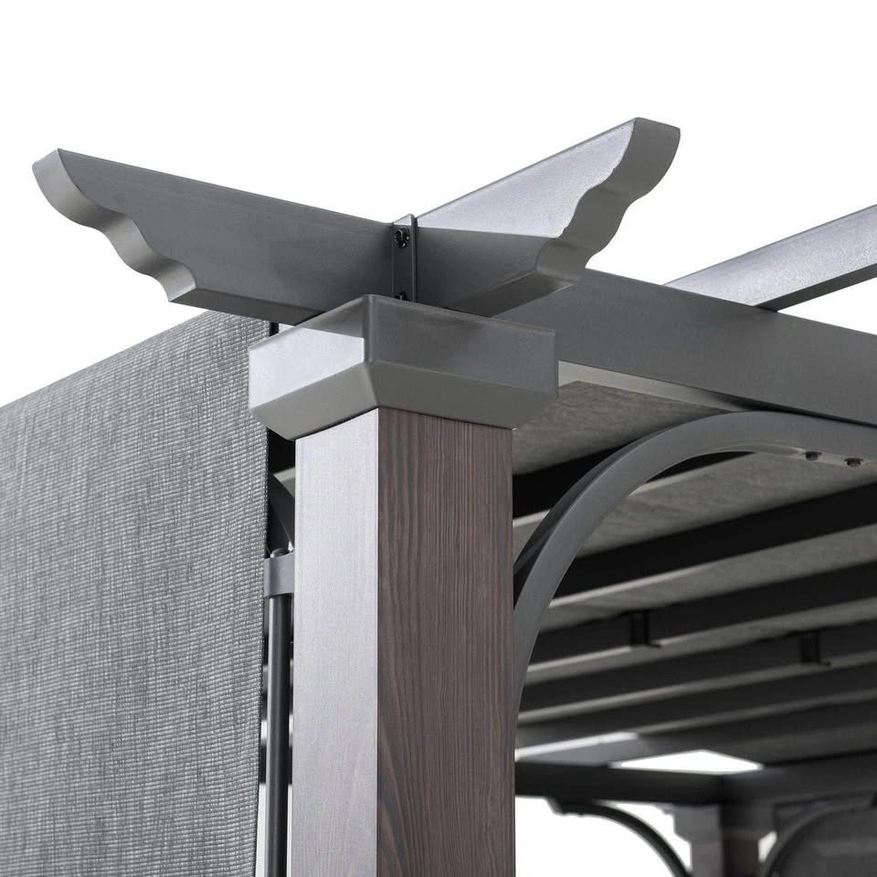 HOMETRENDS 8 ft. x 10 ft. Steel Sling Top Pergola, Dark Grey - photo 5