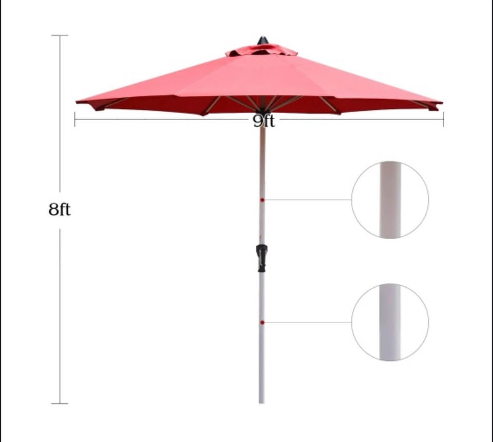 Costway Burgundy 9-ft Market Patio Umbrella With Crank - photo 2