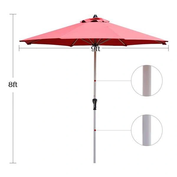 Costway Burgundy 9-ft Market Patio Umbrella With Crank - photo 4