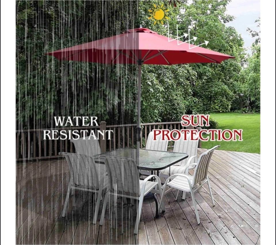 Costway Burgundy 9-ft Market Patio Umbrella With Crank - photo 5