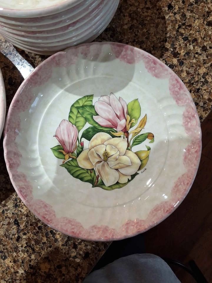Italian Magnolia Floral Pasta Bowls - Set of 10 - photo 2