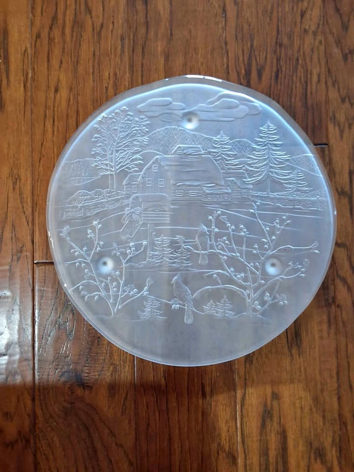 Vintage Mikasa Crystal Christmas Spirit 14" Frosted Cake Plate