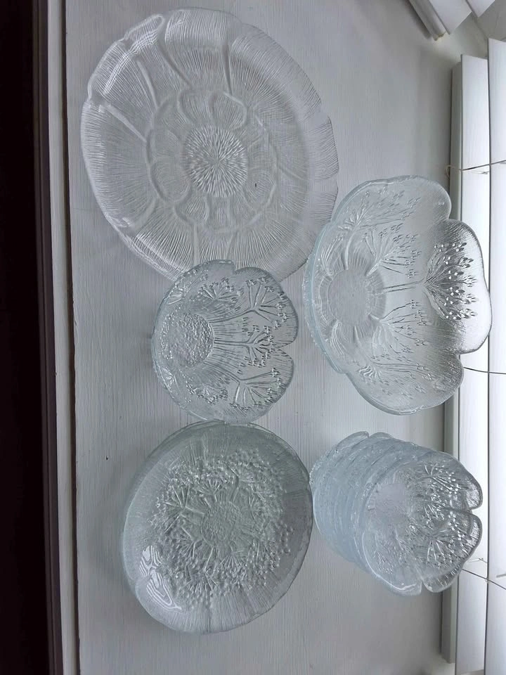 Vintage Finnish Art Glass Set - Pertti Kallioinen "Cow Parsley"
