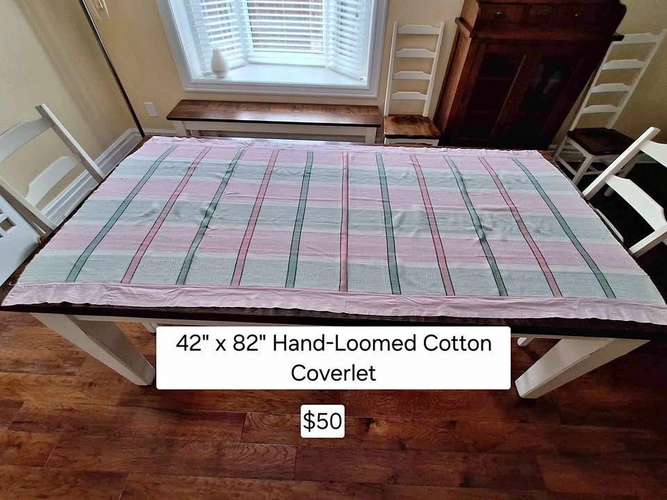 42" x 82" Hand-Loomed Cotton Single Bed Coverlet