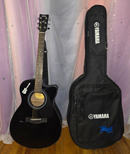 Yamaha Black Cutaway Acoustic Guitar 6-String Right-Handed