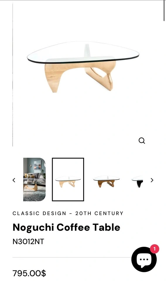 Noguchi Style Triangular Designer Glass Coffee Table - photo 2
