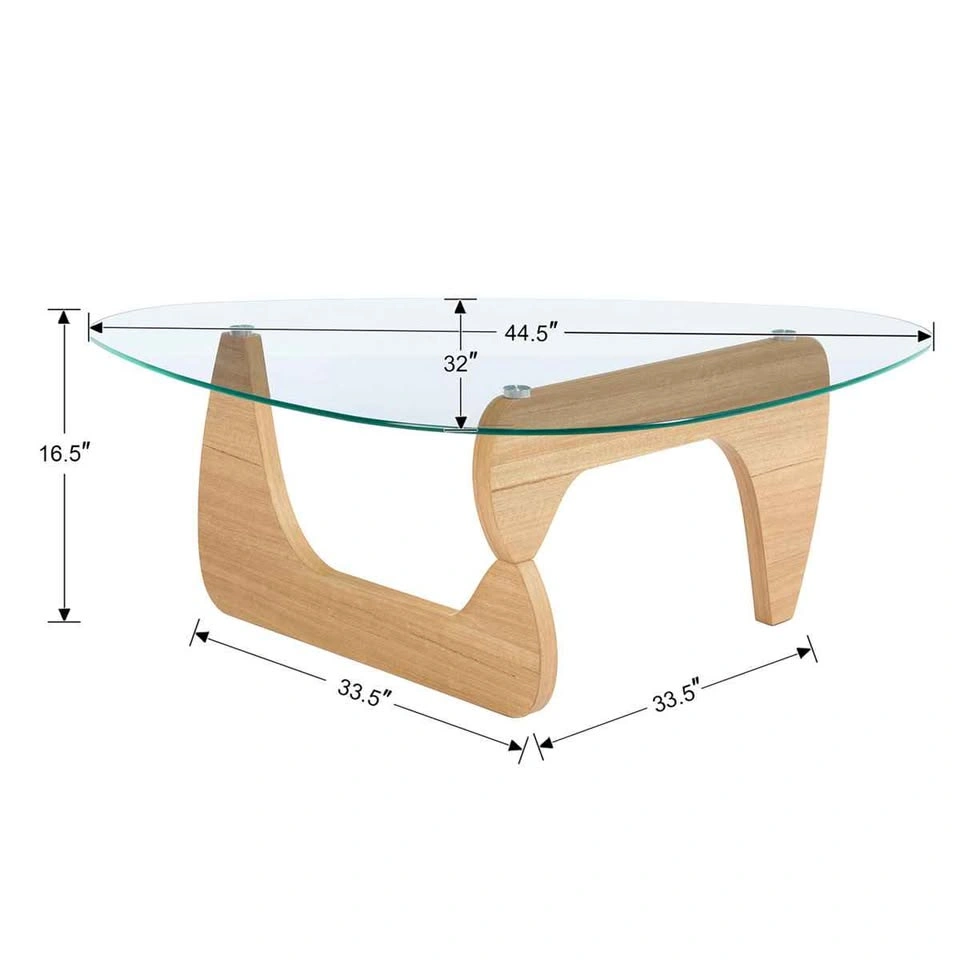 Noguchi Style Triangular Designer Glass Coffee Table - photo 4
