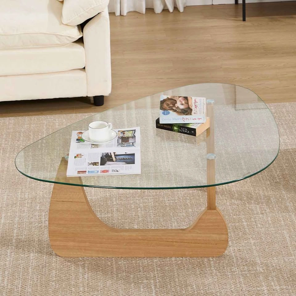Noguchi Style Triangular Designer Glass Coffee Table - photo 5