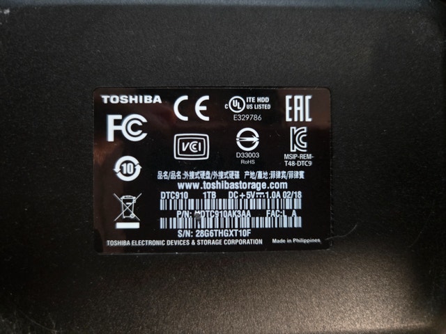 Toshiba 1TB External Hard Drive USB 3.0
