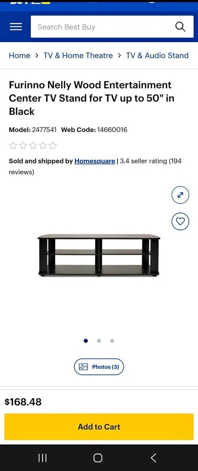 Modern Black TV Bench / Media Console – Excellent Condition