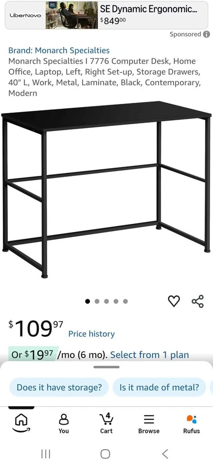 Minimalist Black Study Desk / Computer Table - photo 4