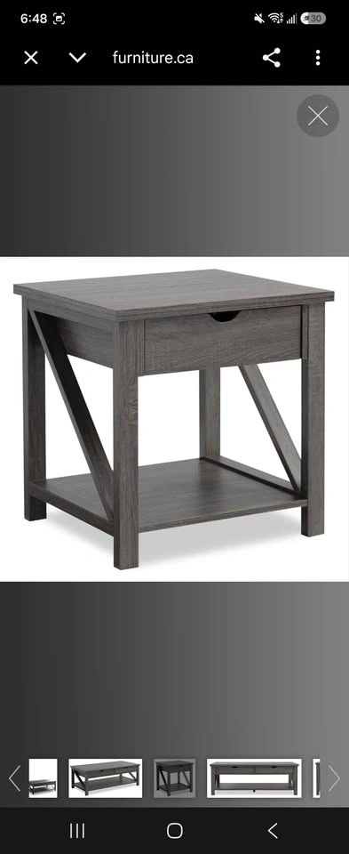 Rustic Gray Oak End Table / Nightstand with Drawer & Shelf - photo 2