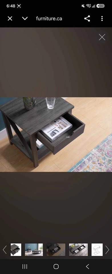 Rustic Gray Oak End Table / Nightstand with Drawer & Shelf - photo 3