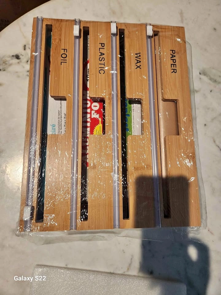 4 in 1 plastic wrap, foil, wax, paper dispenser