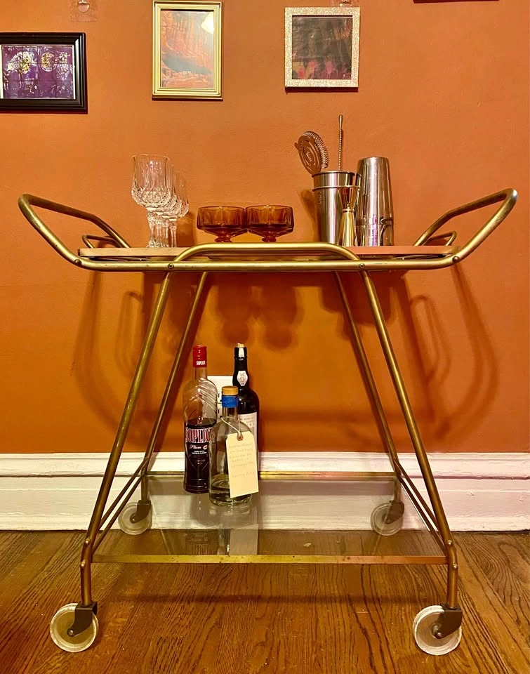 Vintage Bar Cart (glass and metal)