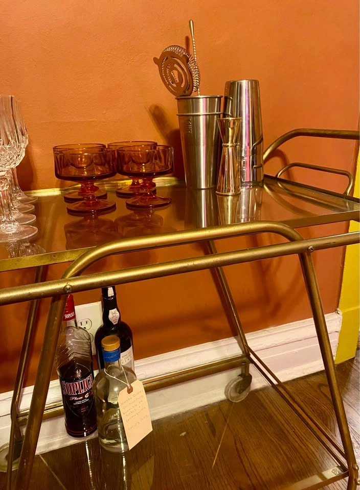 Vintage Bar Cart (glass and metal) - photo 2