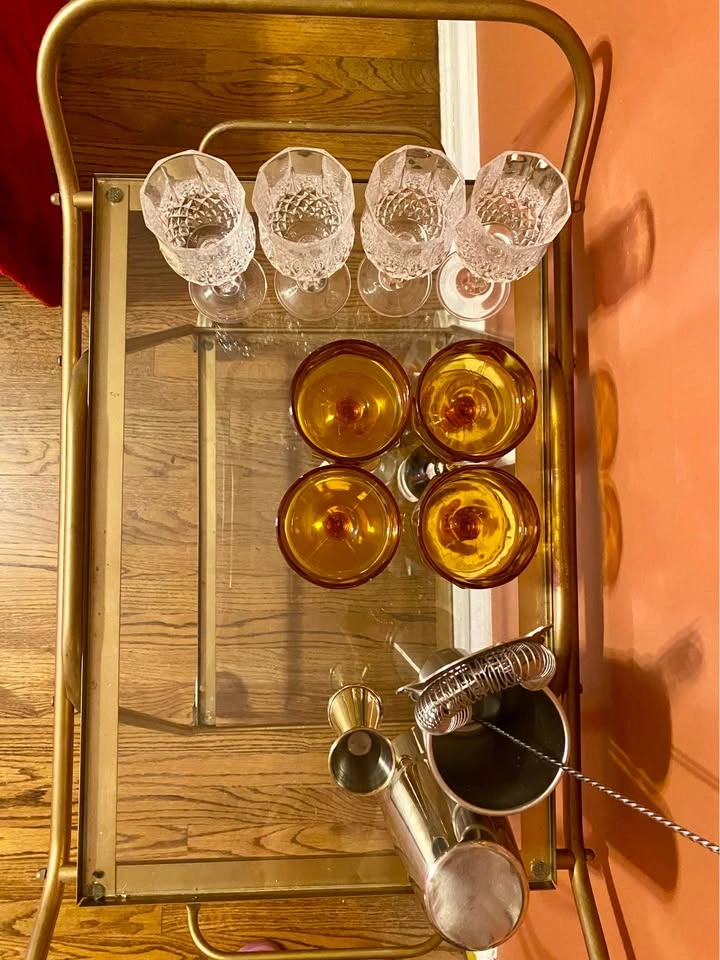 Vintage Bar Cart (glass and metal) - photo 3
