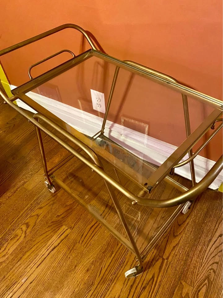 Vintage Bar Cart (glass and metal) - photo 4