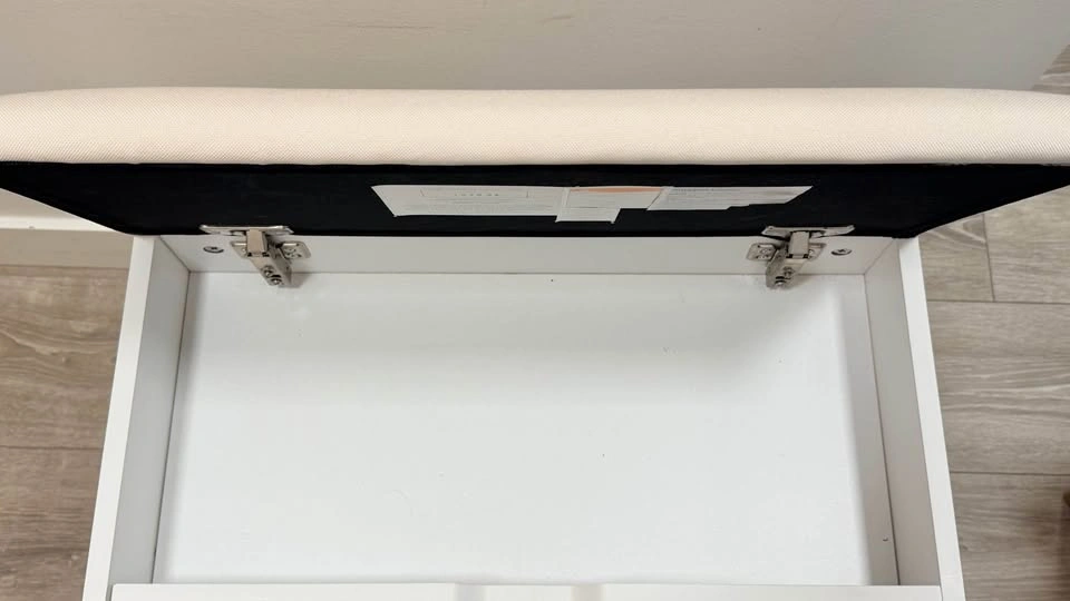 White Storage Bench with Cushioned Seat - photo 3