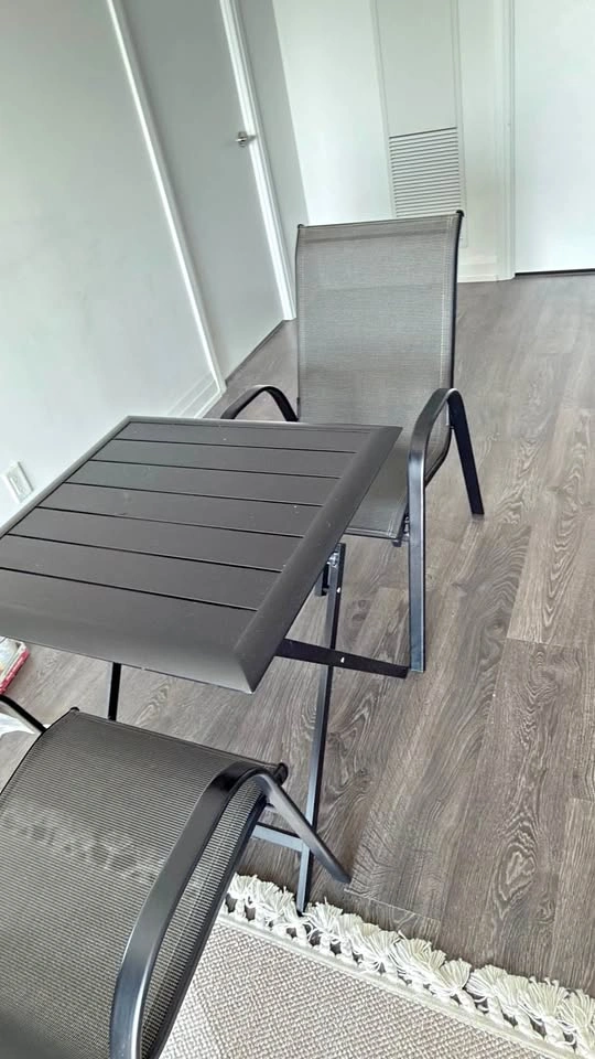 3-Piece Black Metal Folding Bistro Set