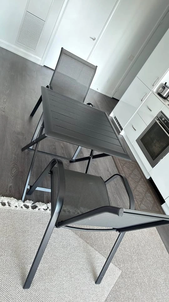 3-Piece Black Metal Folding Bistro Set - photo 2