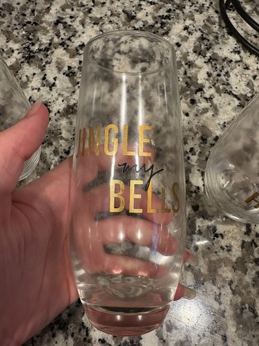 Set of 4 Stemless Champagne Flutes Different Holiday Sayings - photo 3