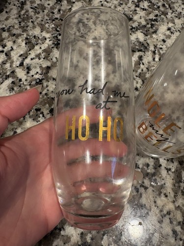 Set of 4 Stemless Champagne Flutes Different Holiday Sayings - photo 4