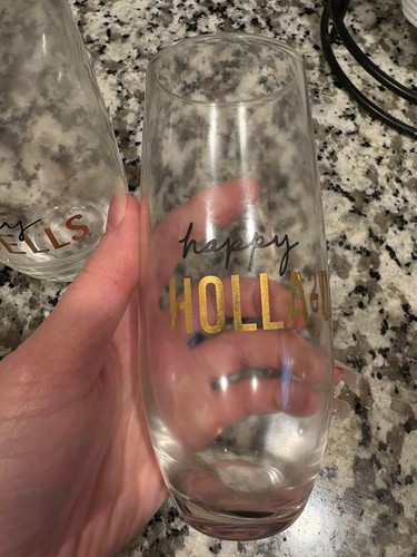 Set of 4 Stemless Champagne Flutes Different Holiday Sayings - photo 5