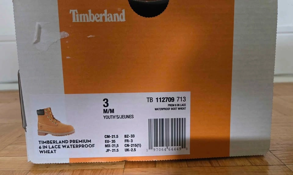 Timberland Premium 6 inch Waterproof Boots Youth Size 3 Wheat - photo 3
