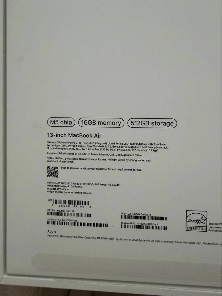 M5 MacBook Air 13" Sky Blue (16GB / 512GB) - Battery 100% - photo 2