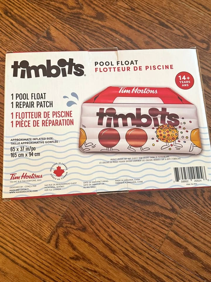 New Tim Hortons Timbits Pool Float - limited edition