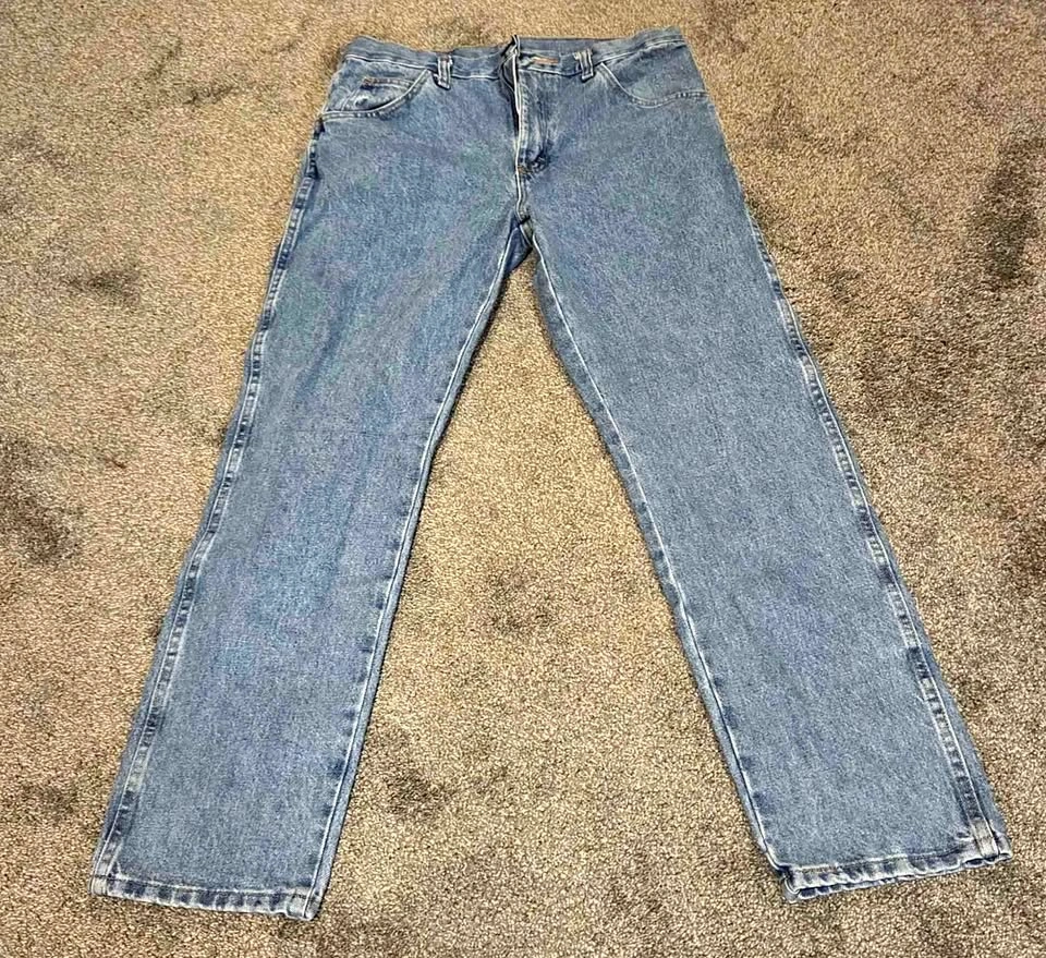 Mens Rustler Blue Denim Jeans 32 x 30