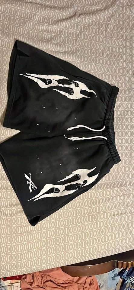 Hellstar Black Graphic Shorts