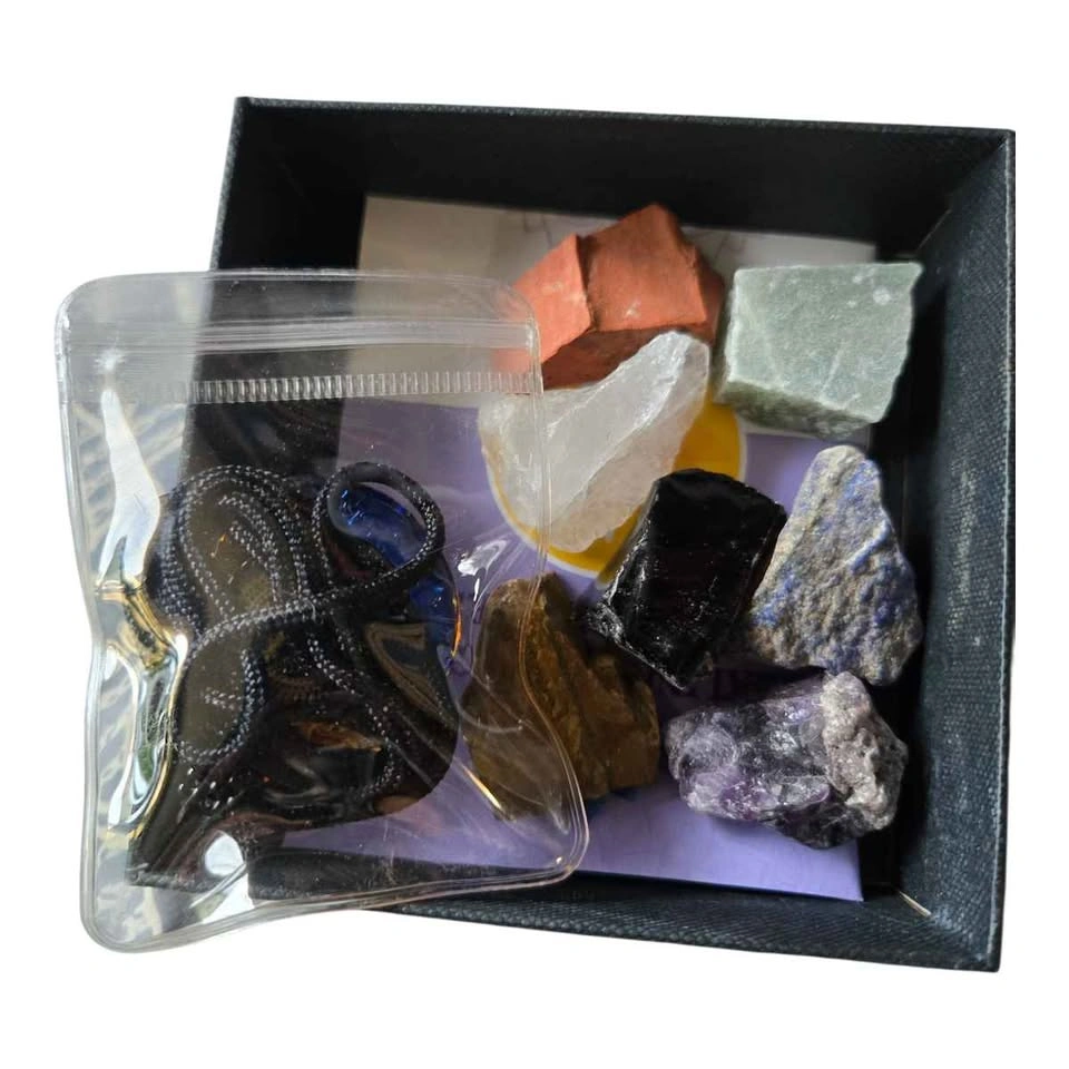 Chakra Crystal Healing Set – 7 Raw Stones + Pendant - photo 4