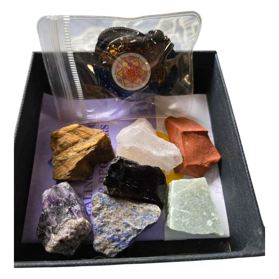 Chakra Crystal Healing Set – 7 Raw Stones + Pendant - photo 5
