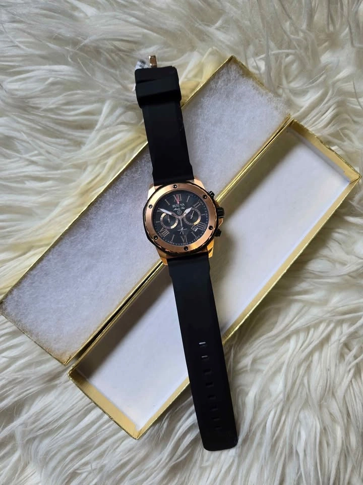 Bulova Men's Chronograph Watch – Black Dial, Rose Gold Bezel - photo 3
