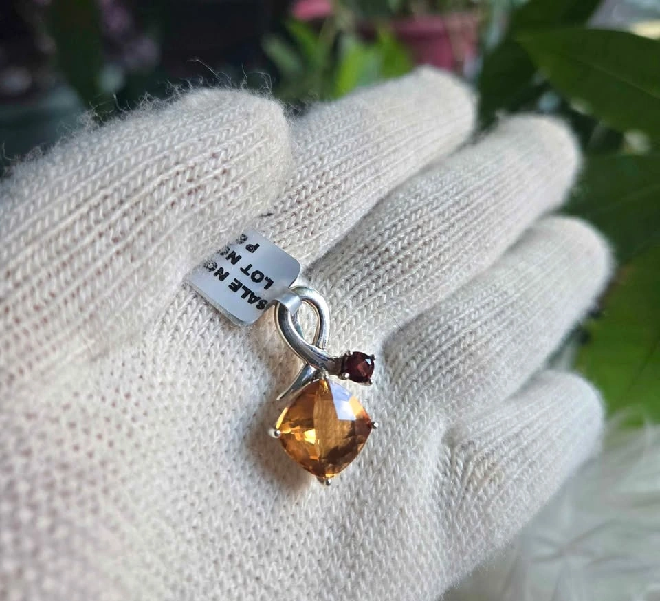 Citrine & Garnet Pendant in Sterling Silver - photo 2