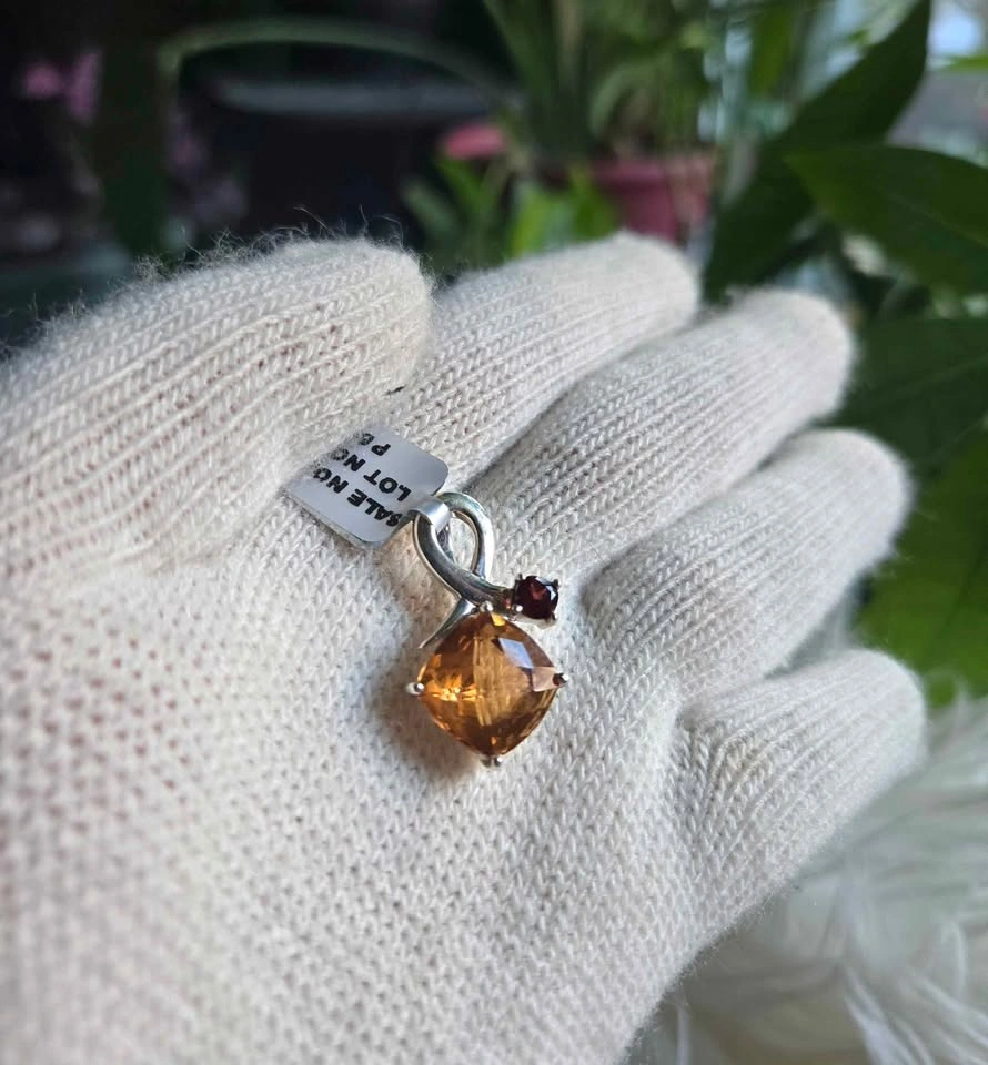 Citrine & Garnet Pendant in Sterling Silver - photo 3