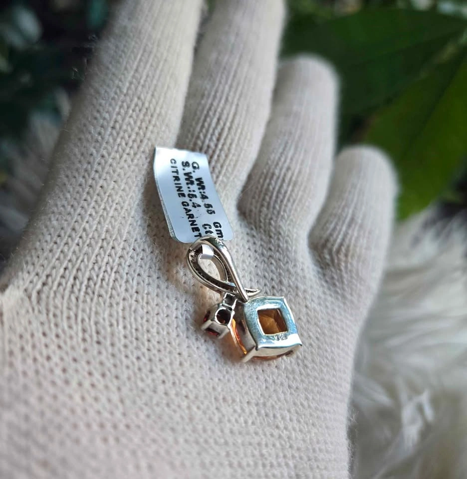 Citrine & Garnet Pendant in Sterling Silver - photo 4