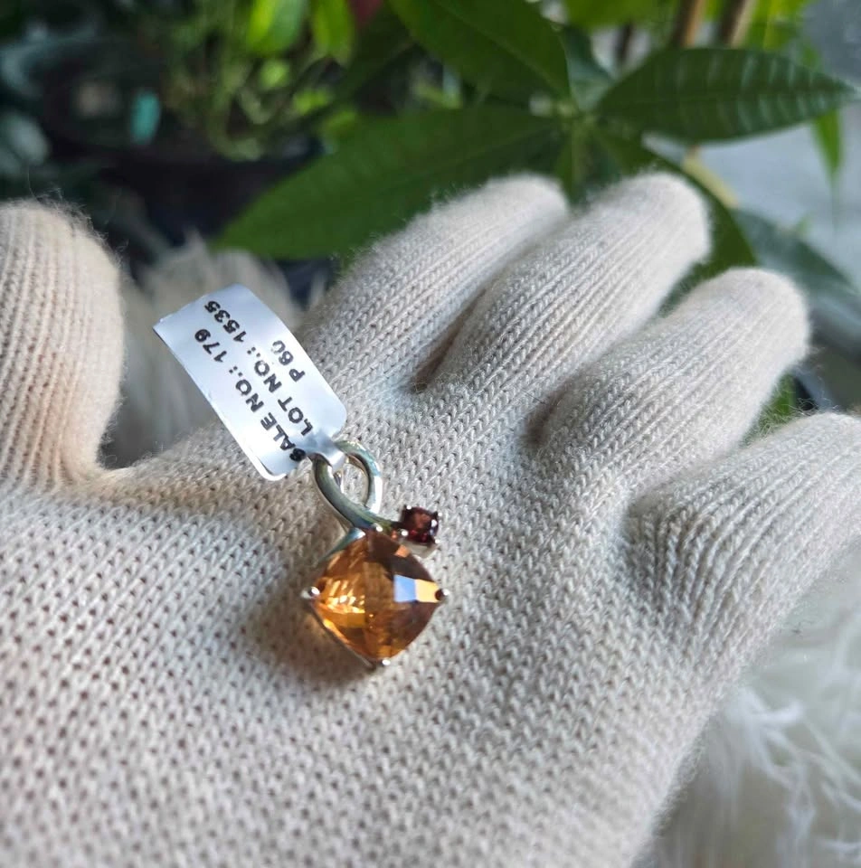 Citrine & Garnet Pendant in Sterling Silver - photo 5