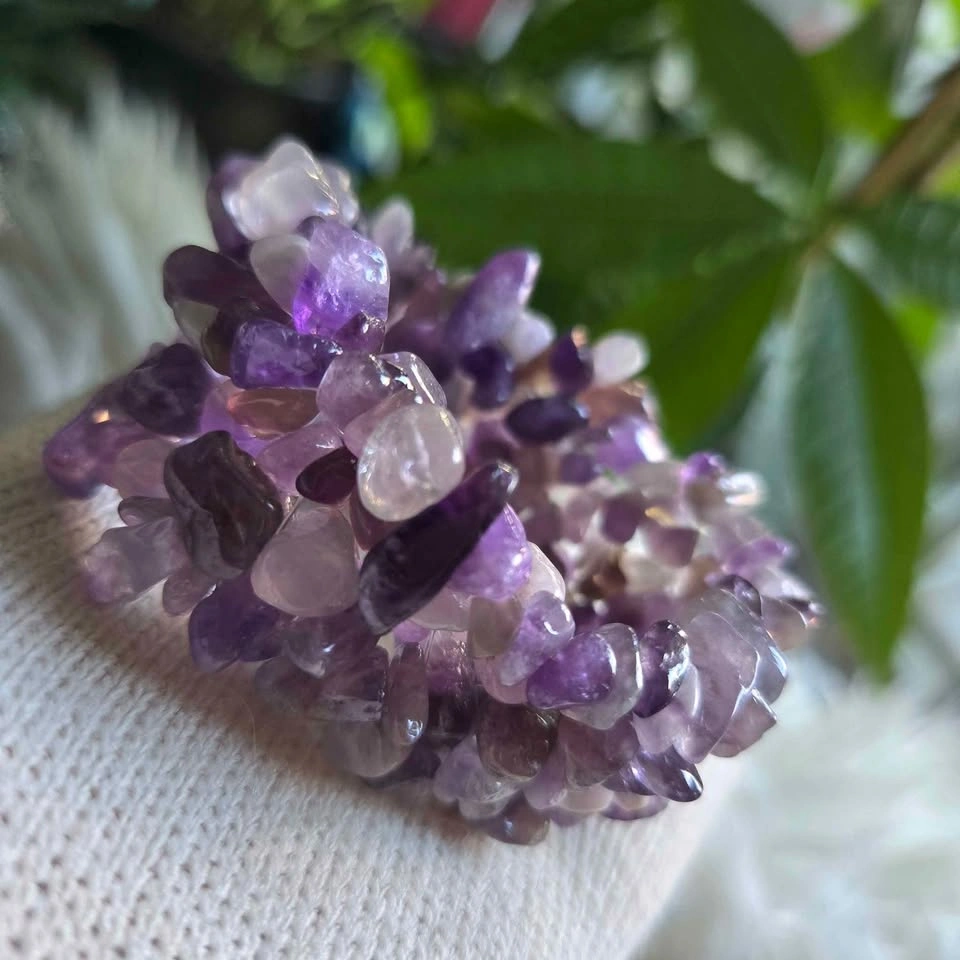 Handmade Amethyst Chip Bracelet – Natural Purple Crystal Jewelry - photo 2