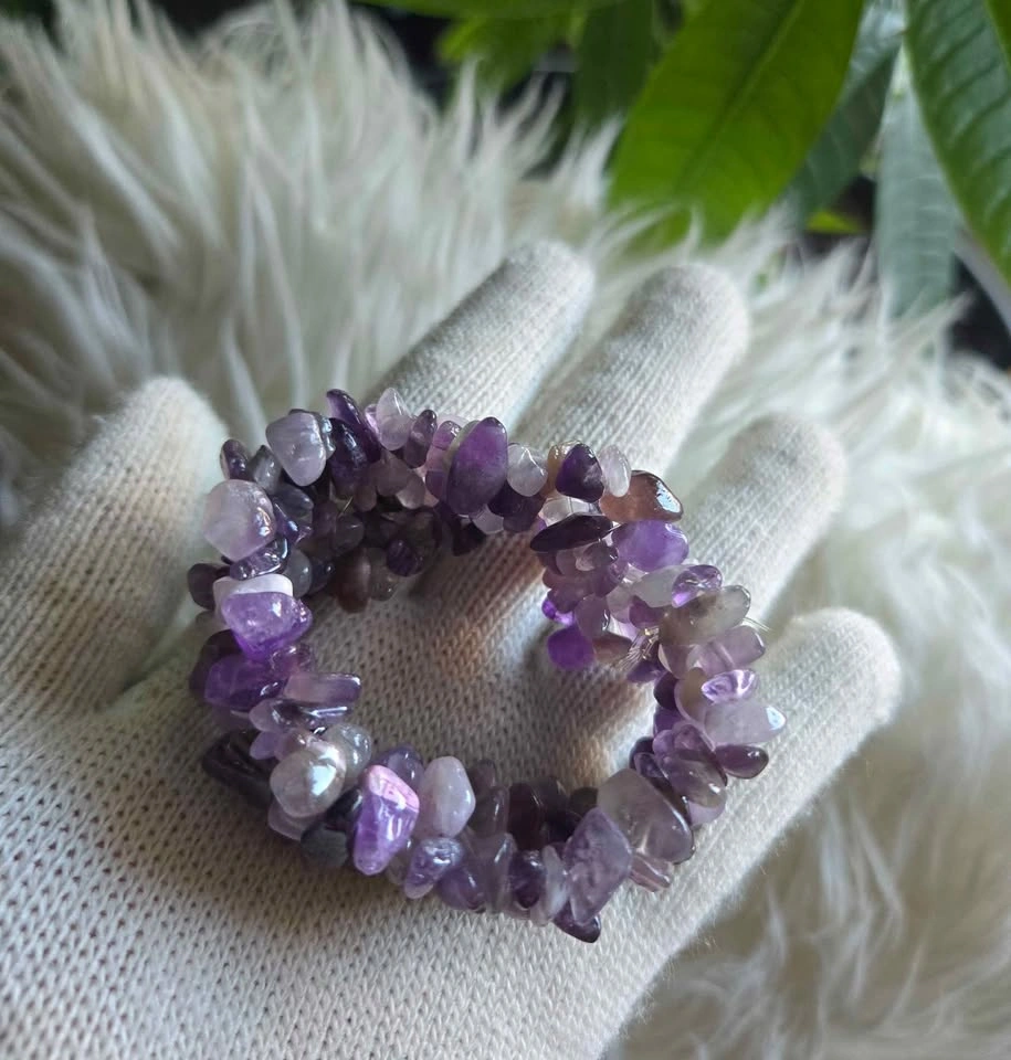 Handmade Amethyst Chip Bracelet – Natural Purple Crystal Jewelry - photo 3