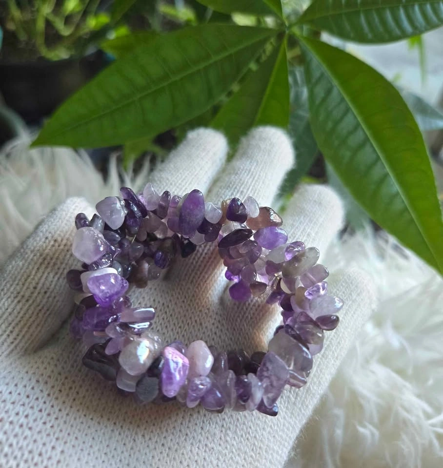 Handmade Amethyst Chip Bracelet – Natural Purple Crystal Jewelry - photo 4