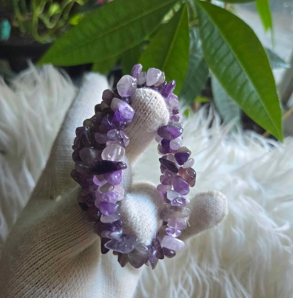 Handmade Amethyst Chip Bracelet – Natural Purple Crystal Jewelry - photo 5