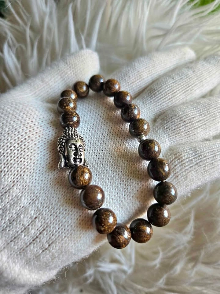Bronzite Stone Beaded Bracelet – Handmade Buddha Charm