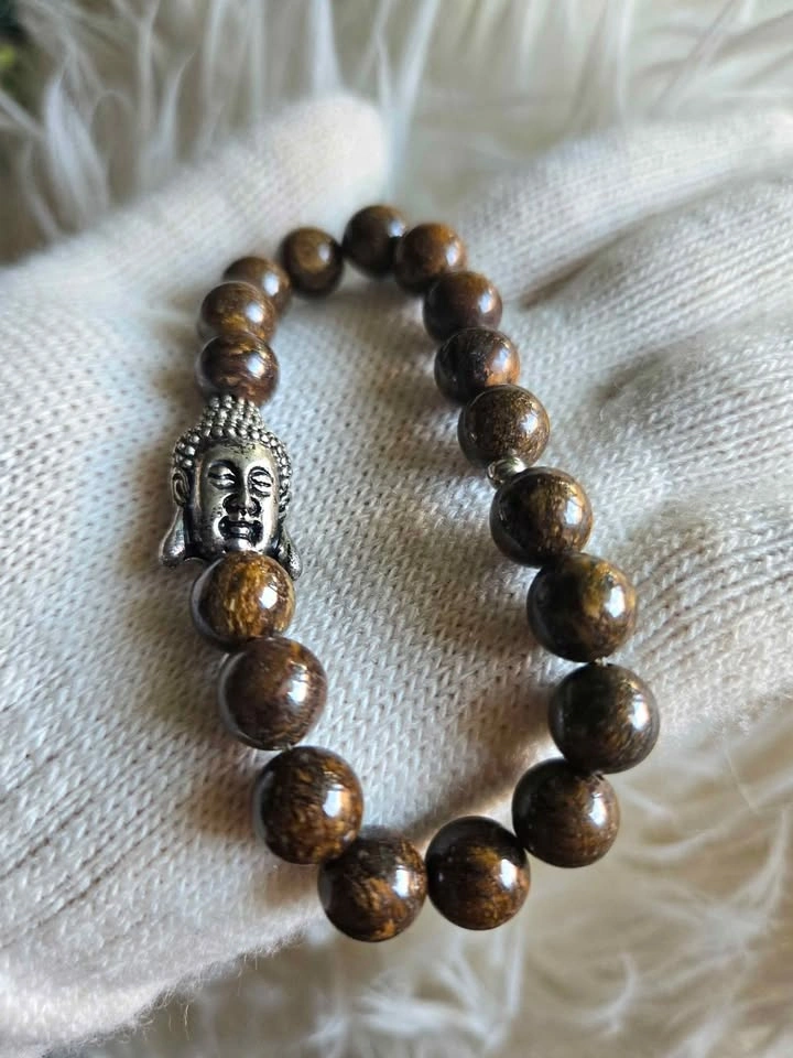 Bronzite Stone Beaded Bracelet – Handmade Buddha Charm - photo 2