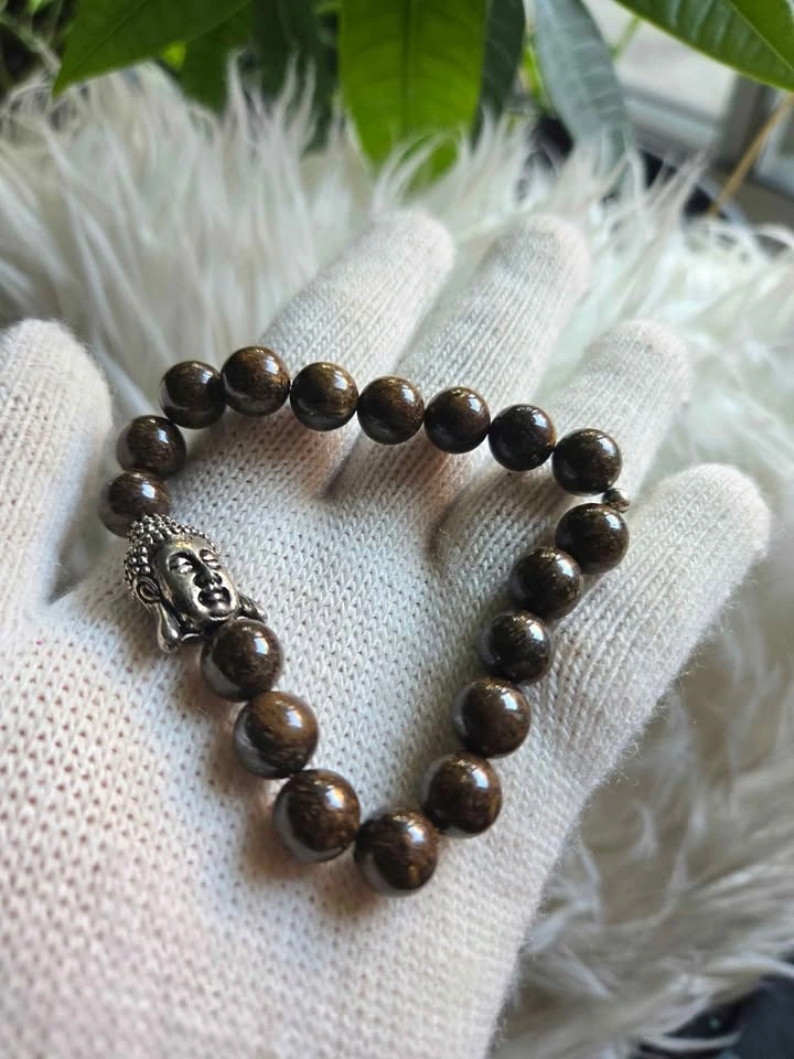Bronzite Stone Beaded Bracelet – Handmade Buddha Charm - photo 3