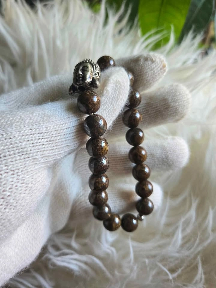 Bronzite Stone Beaded Bracelet – Handmade Buddha Charm - photo 5