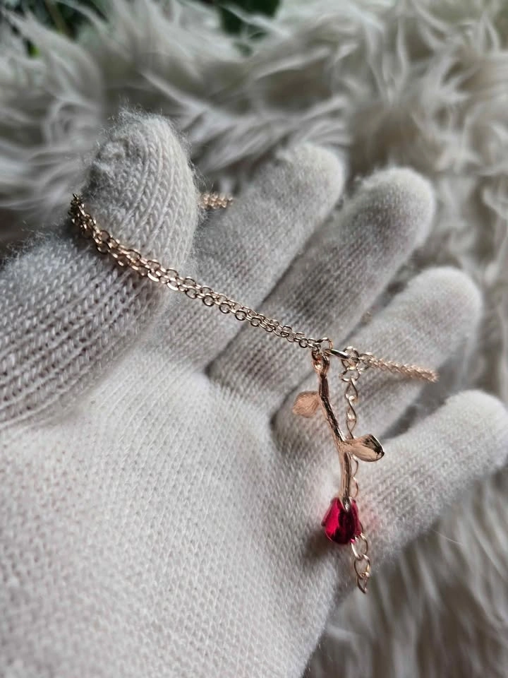 Rose Gold Floral Necklace – Delicate Rose Pendant Gift - photo 3