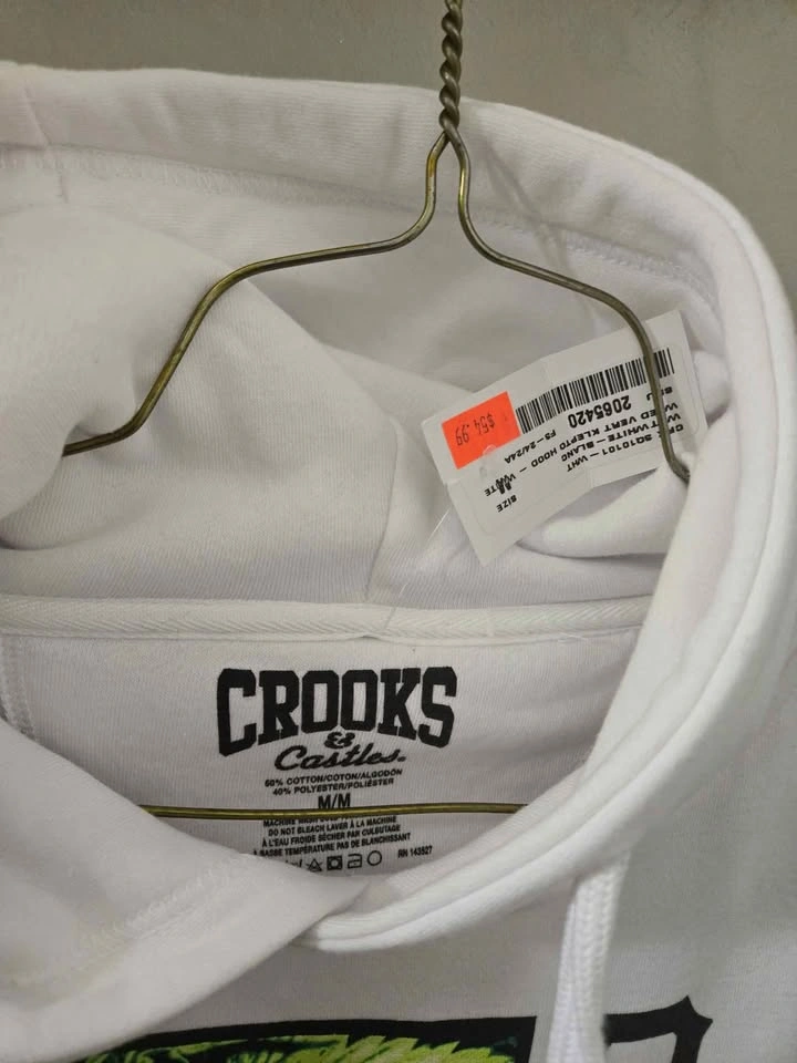 Crooks & Castles Weed Keep to Horde White Hoodie - Size Medium - photo 5